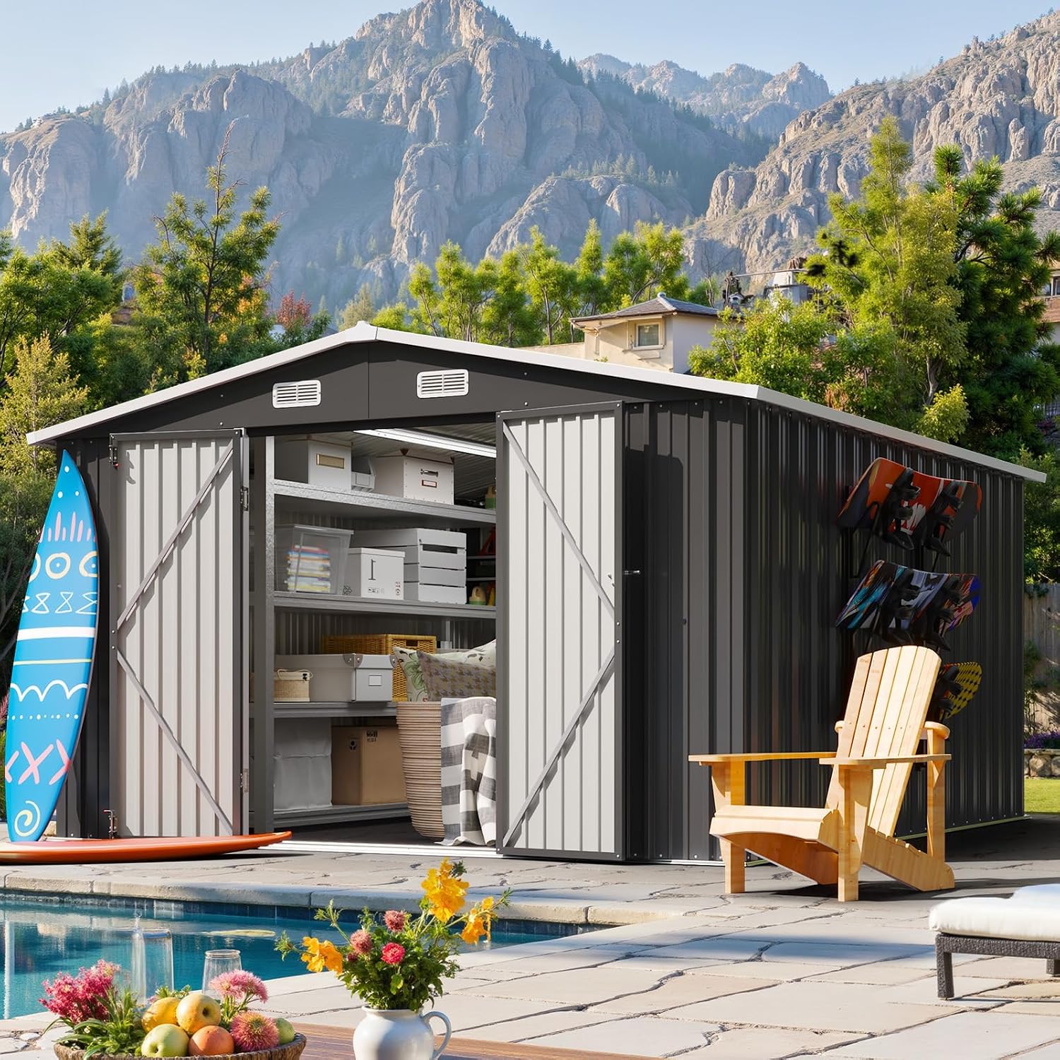 10x12FT Outdoor Storage Shed W - đánh giá và giá Garden Tools