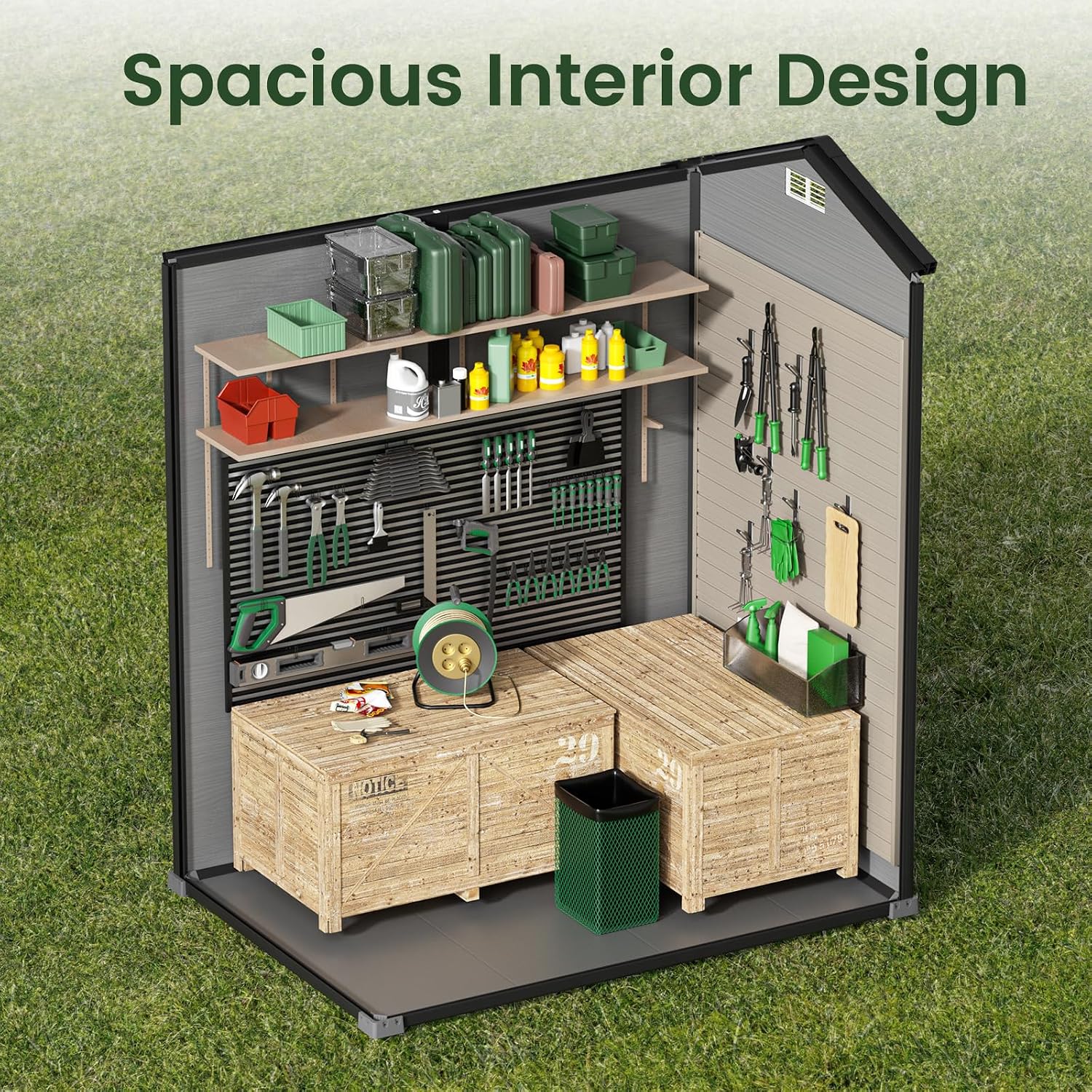 Outdoor Storage Shed with Floo - đánh giá và giá Garden Tools