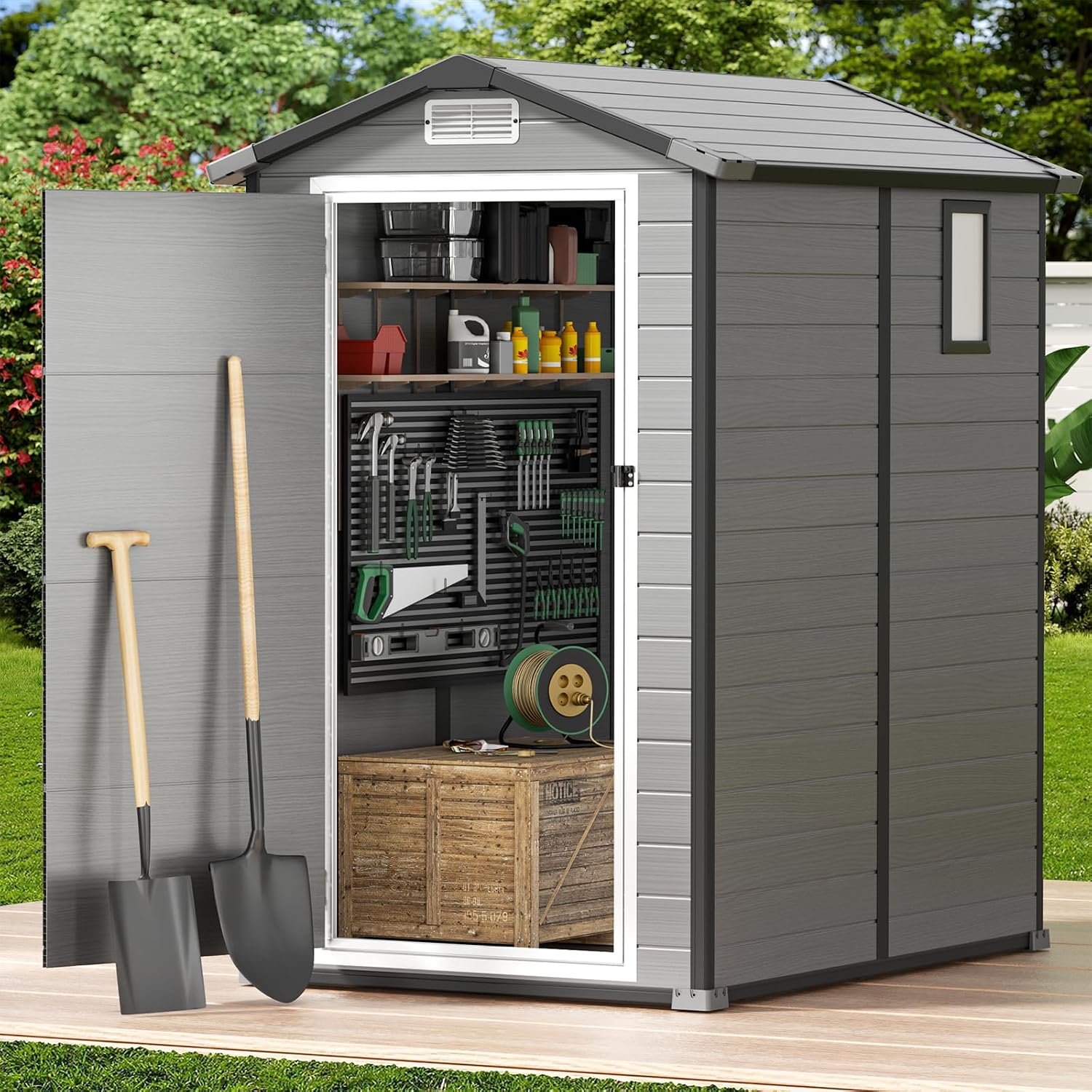 Outdoor Storage Shed with Floo - đánh giá và giá Garden Tools